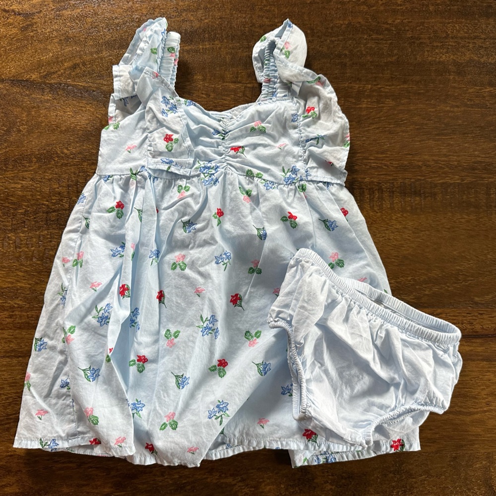Janie and Jack Light Blue Floral Baby Dress